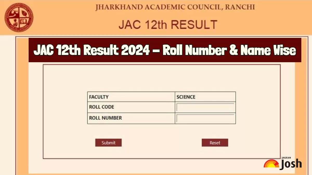 JAC Board 12th Result 2024 Roll Number and Name-wise