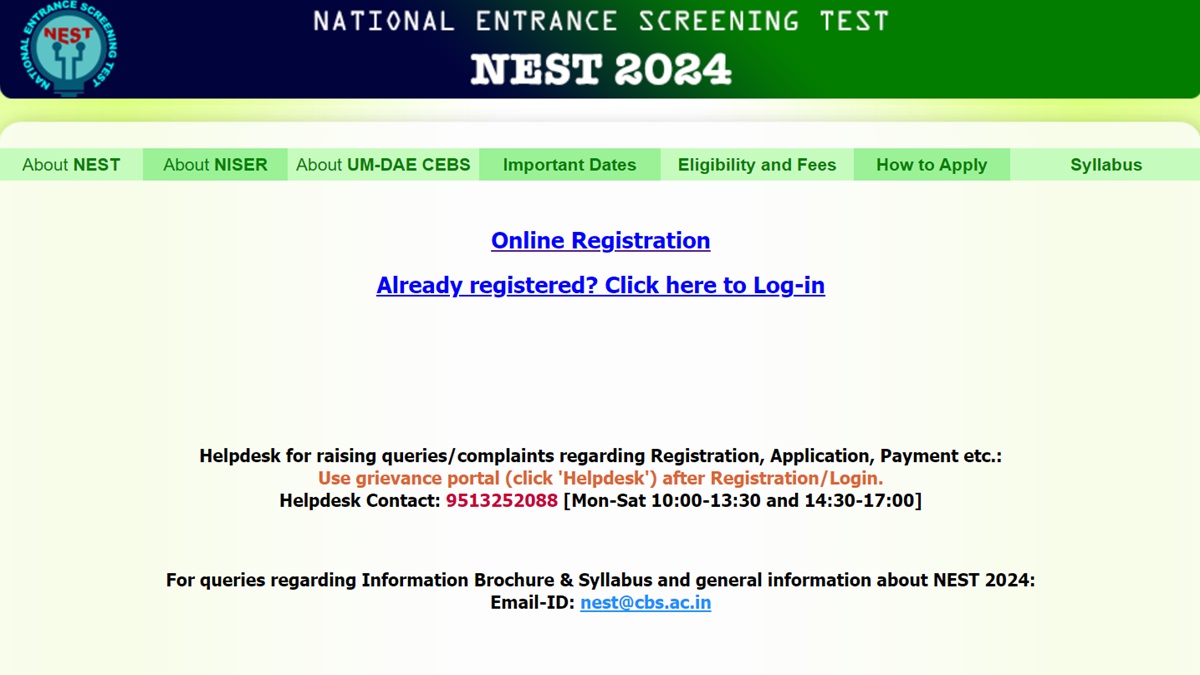 NEST 2024 Application Window Open Apply At Nestexam In Education   Nest 2024 Application 