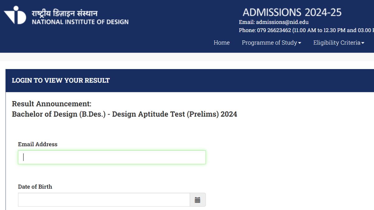 NID DAT BDes Prelims Result 2024 Declared At admissions.nid.edu, Get