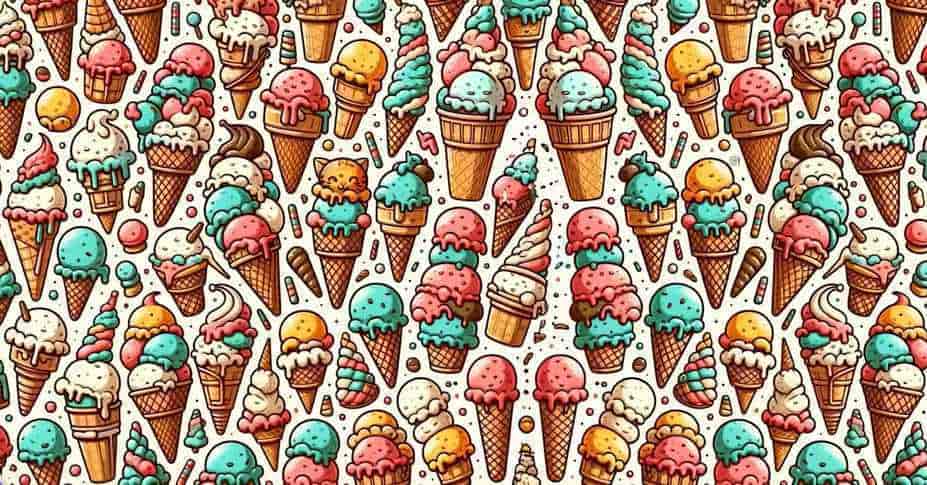 Optical Illusion Eye Test: Find the cat hiding among ice cream cones in ...