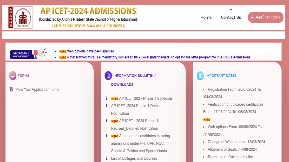 AP ICET Counselling 2024 Phase 1 Allotment Results on August 14