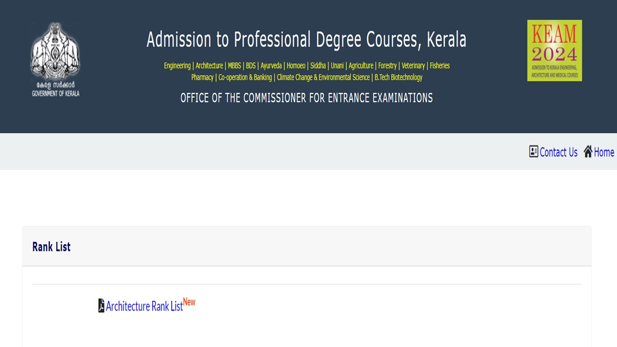 KEAM 2024 BArch Ranking List released, download at cee.kerala.gov.in | Education News