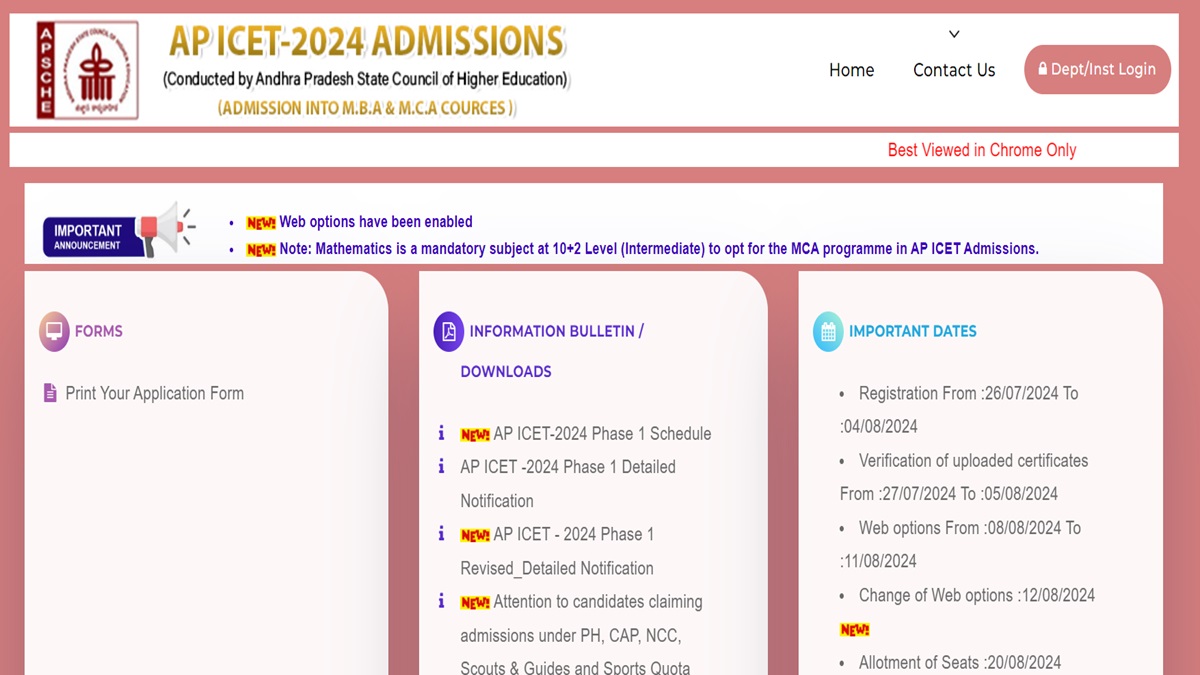 AP ICET Counselling 2024 Phase 1 Allotment Result 