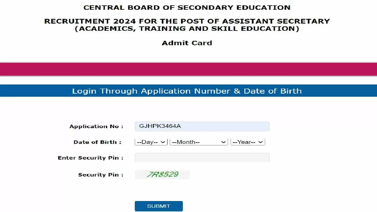 CBSE Recruitment Admit Card 2024 Released at cbse.gov.in
