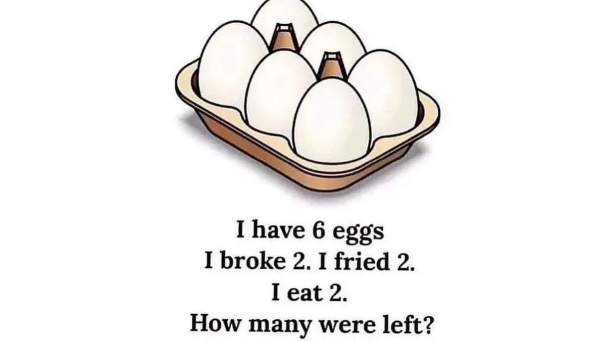 Brain Teaser IQ Test: How Many Eggs Are Left? 99% Fail To Answer in 8 Seconds!