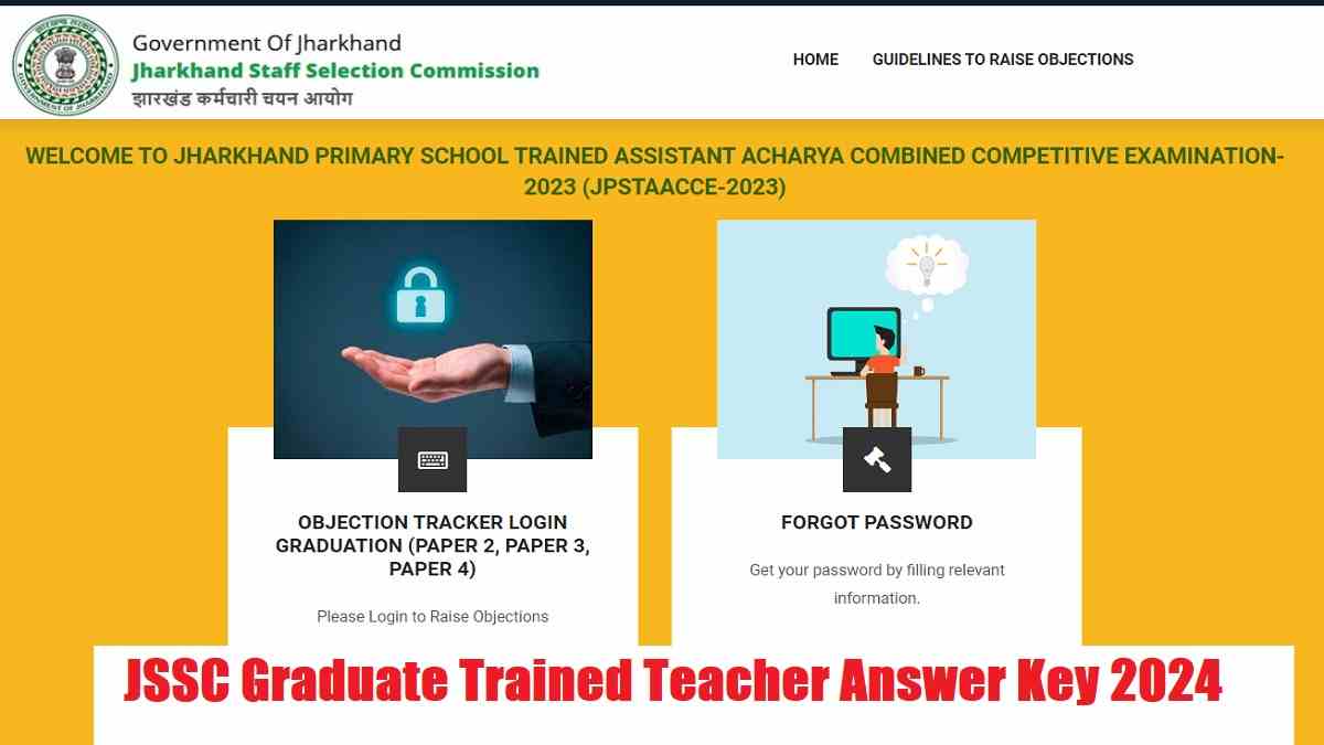 JSSC Graduate Trained Teacher Answer Key 2024 OUT at jssc.nic.in, Check Steps To Raise Objection 