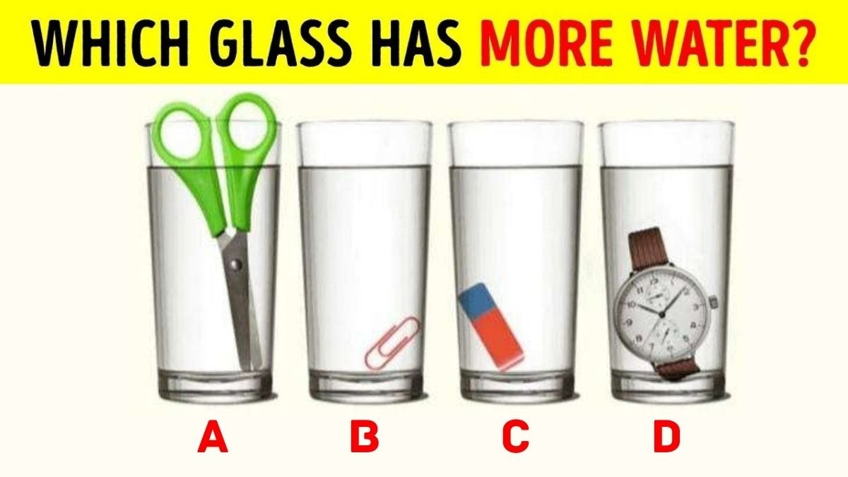 Brain Teaser: Which Glass Has More Water? Only 1% Pass This Test in 8 Seconds!