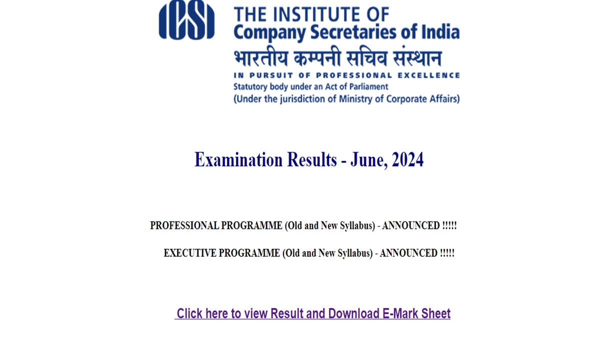 ICSI CS Professional, Executive Result 2024 Declared Check Executive