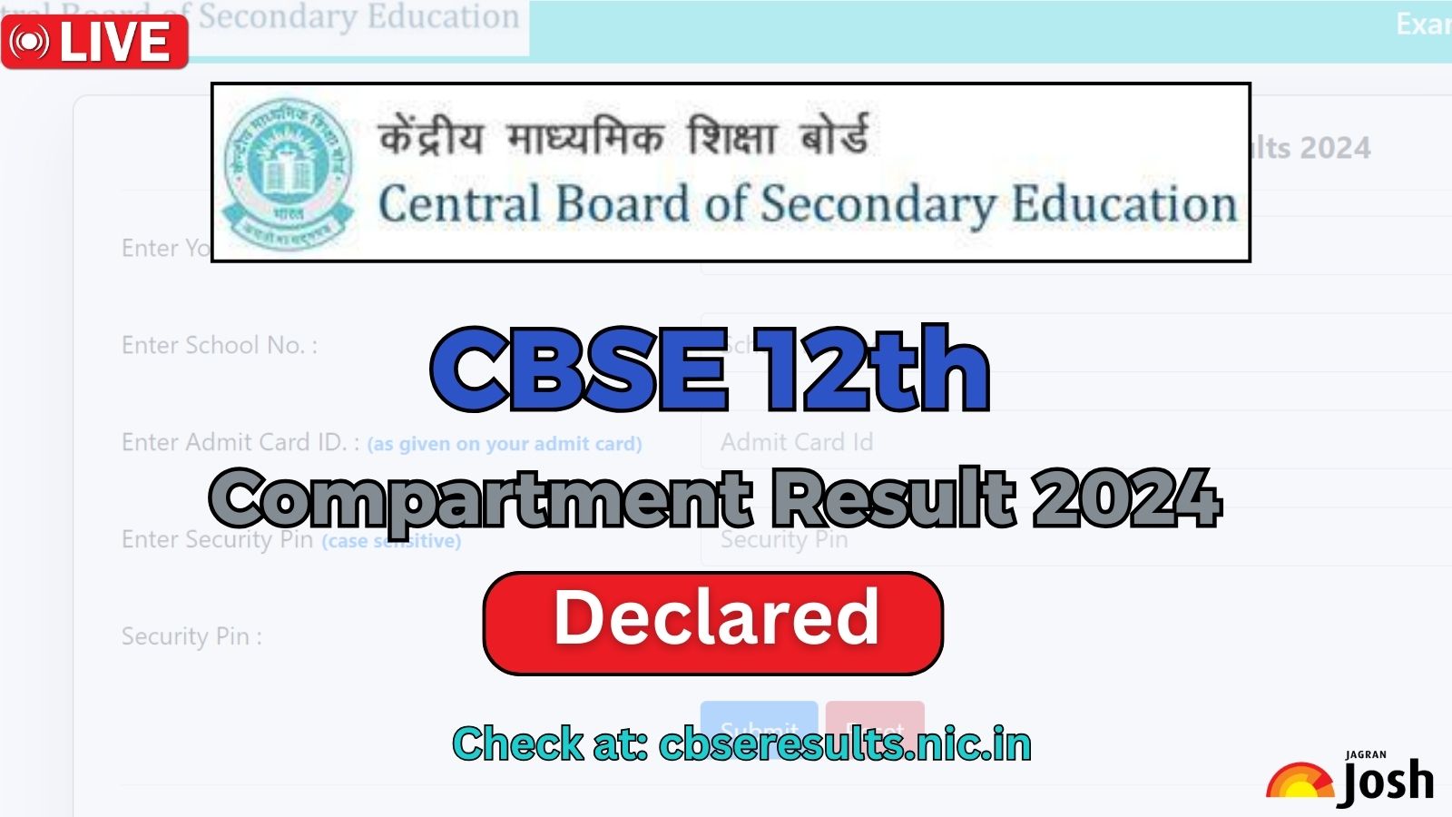 [LINK ACTIVE] CBSE 12th Compartment Result 2024 Out 29.78 Students