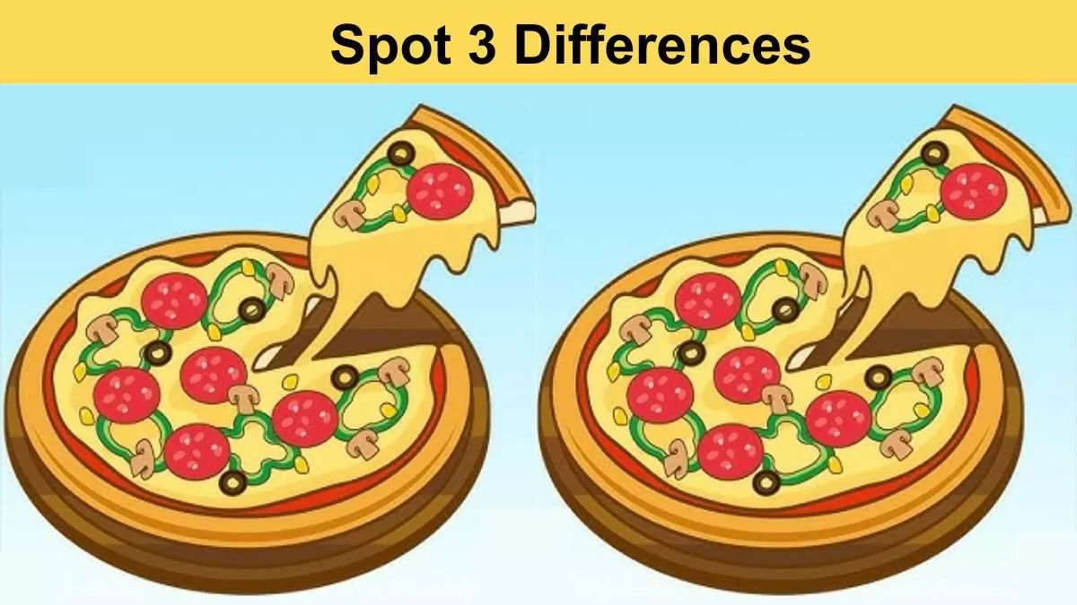 Spot three differences in pizza picture.