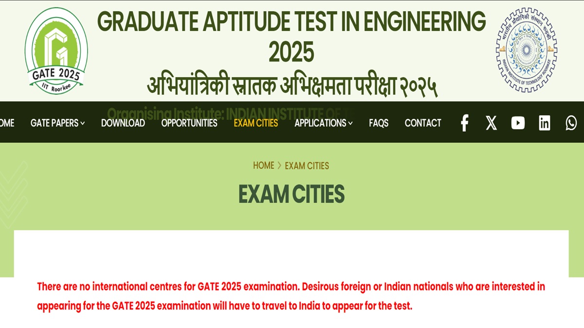 GATE 2025 Updated Exam City List Issued, Check Complete Zonewise List