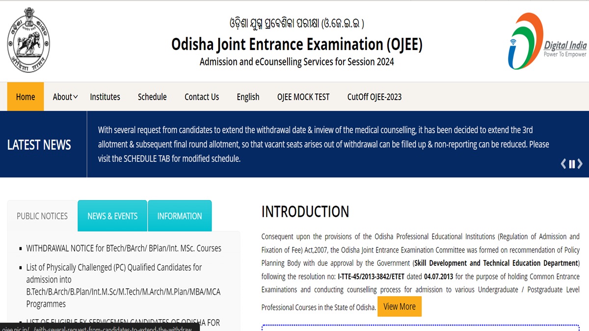 OJEE Counselling 2024 Final Round Allotment Result Today