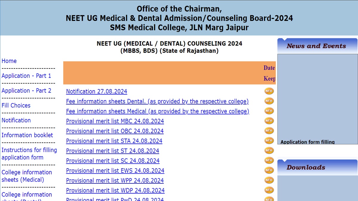 Rajasthan NEET UG Counselling Round 1 Schedule