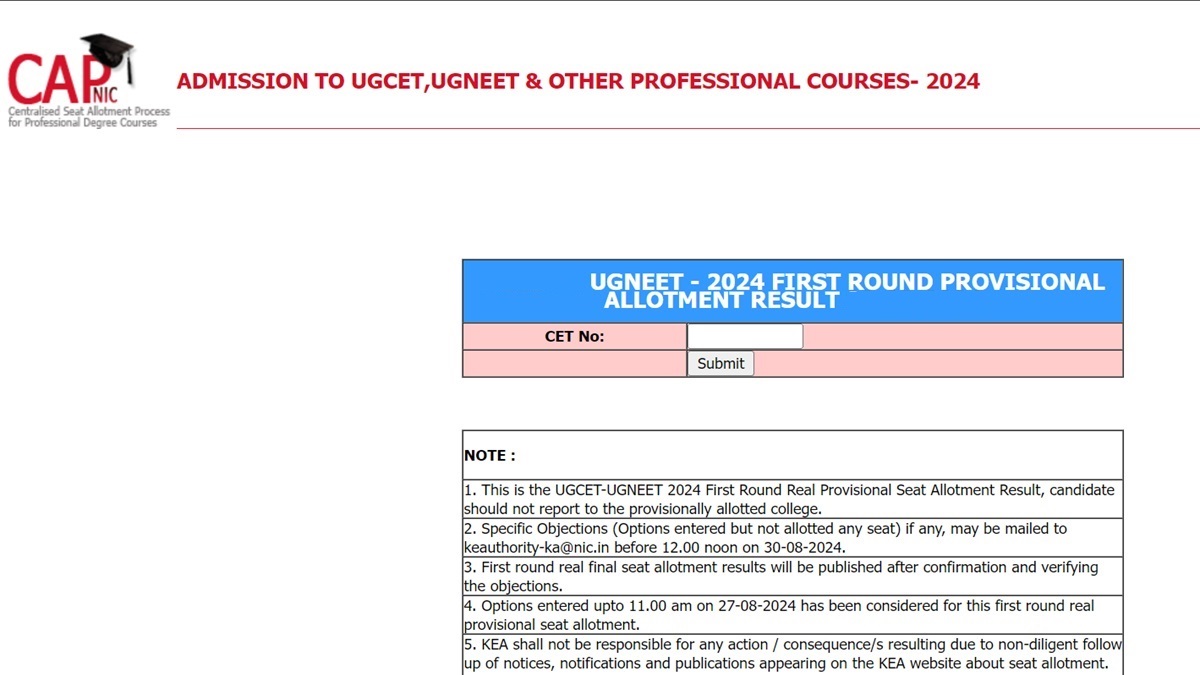 Karnataka NEET UG Counselling 2024 Round 1 Provisional Seat Allotment