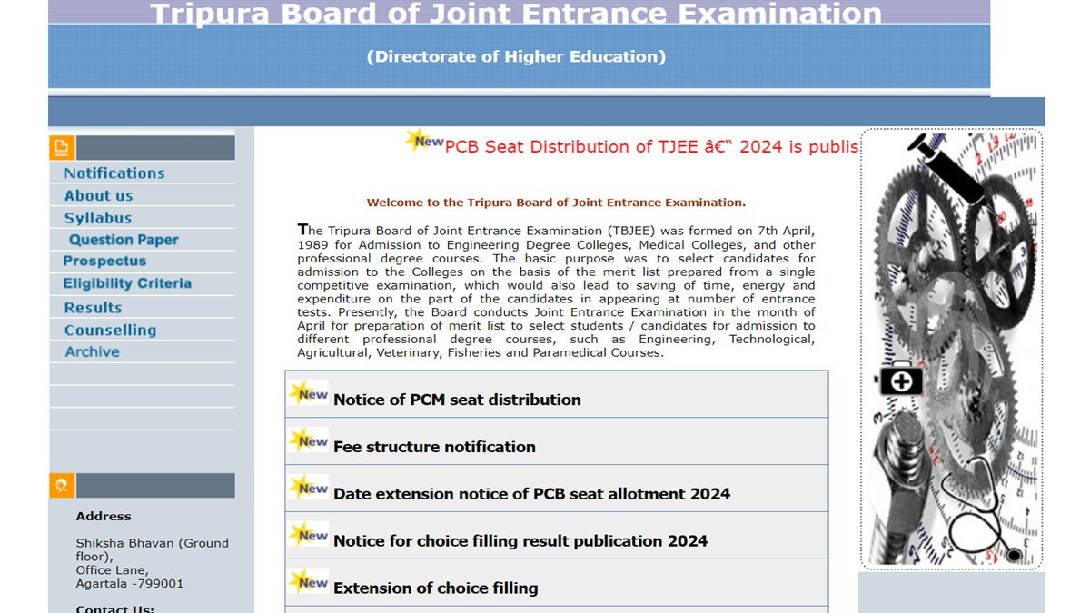 TJEE 2024 Counselling: PCM Seat AllotmentToday, Download at tbjee.nic.in