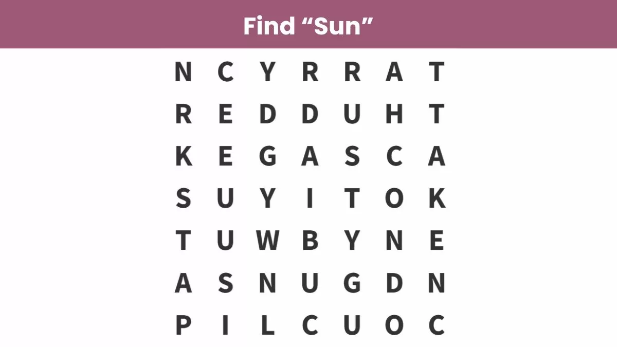 Find the word sun in 7 seconds