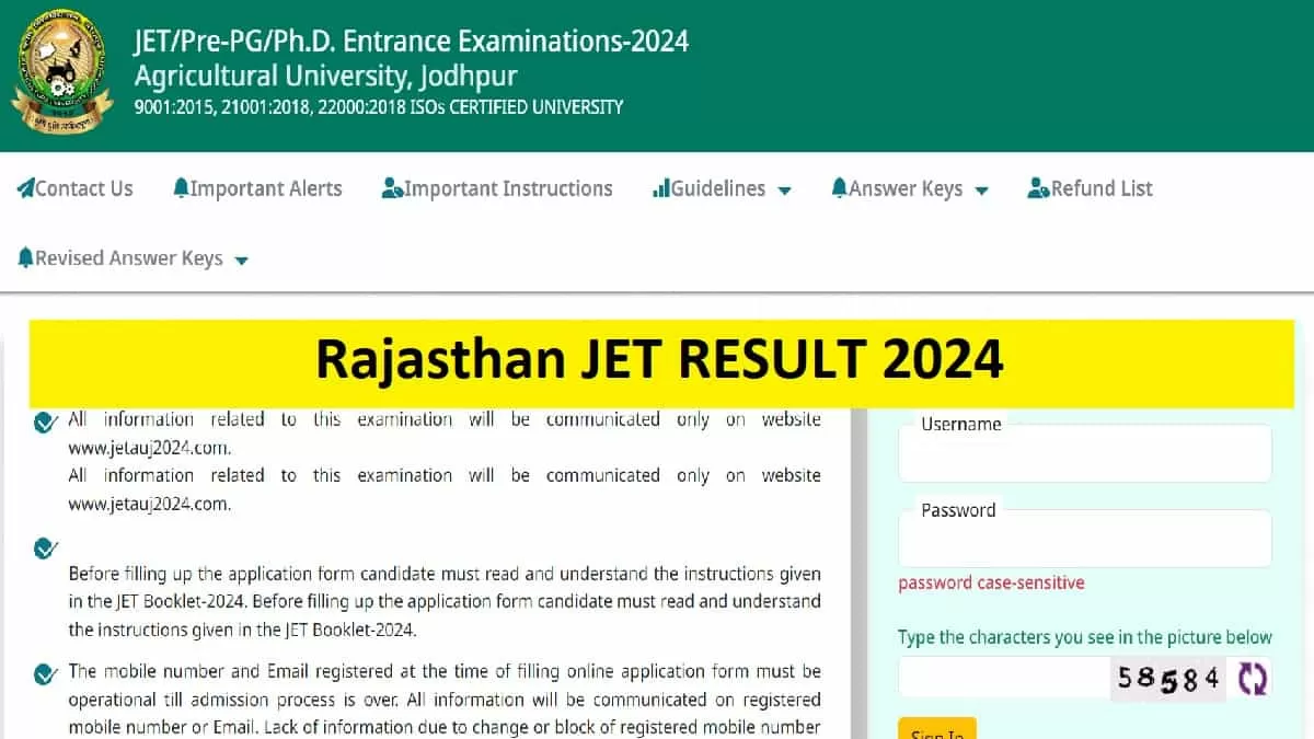 Rajasthan JET Result 2024 Declared at jetauj2024.com