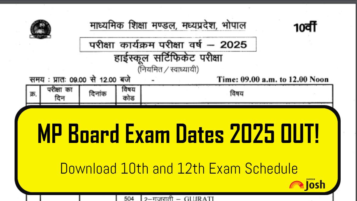 MP Board Date Sheet 2025 Download MPBSE 10th, 12th Exam Time Table