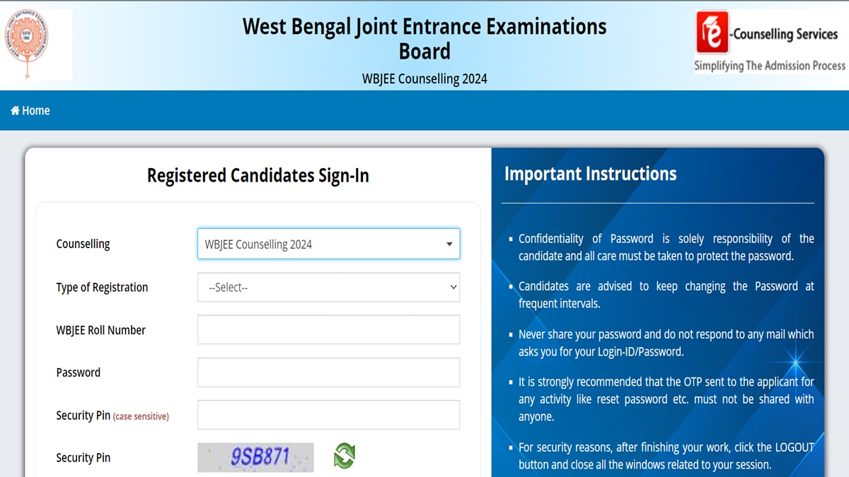 WBJEE Counselling 2024 MopUp Round Registration, Choice Filling Close