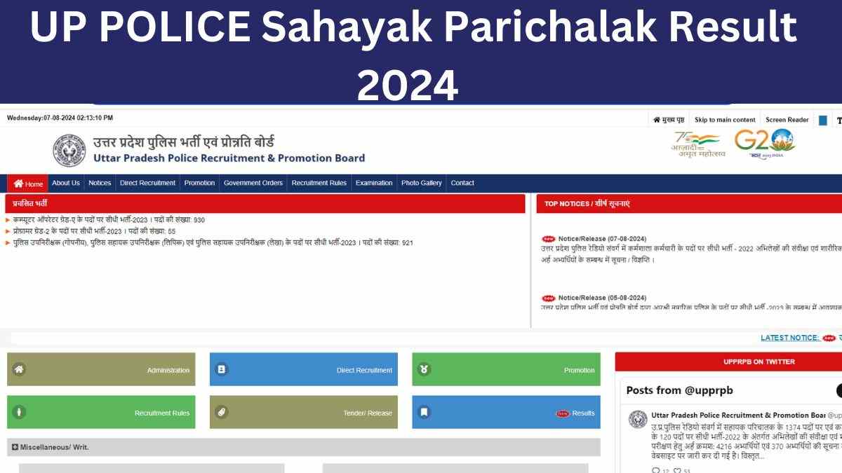 UP POLICE Sahayak Parichalak Result 2024: यूपी पुलिस सहायक परिचालक परिणाम जारी, यहाँ से करें डाउनलोड पीडीएफ