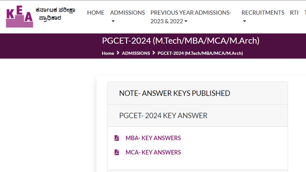 Karnataka PGCET 2024 Answer Key Out, Objection Window Until August 8