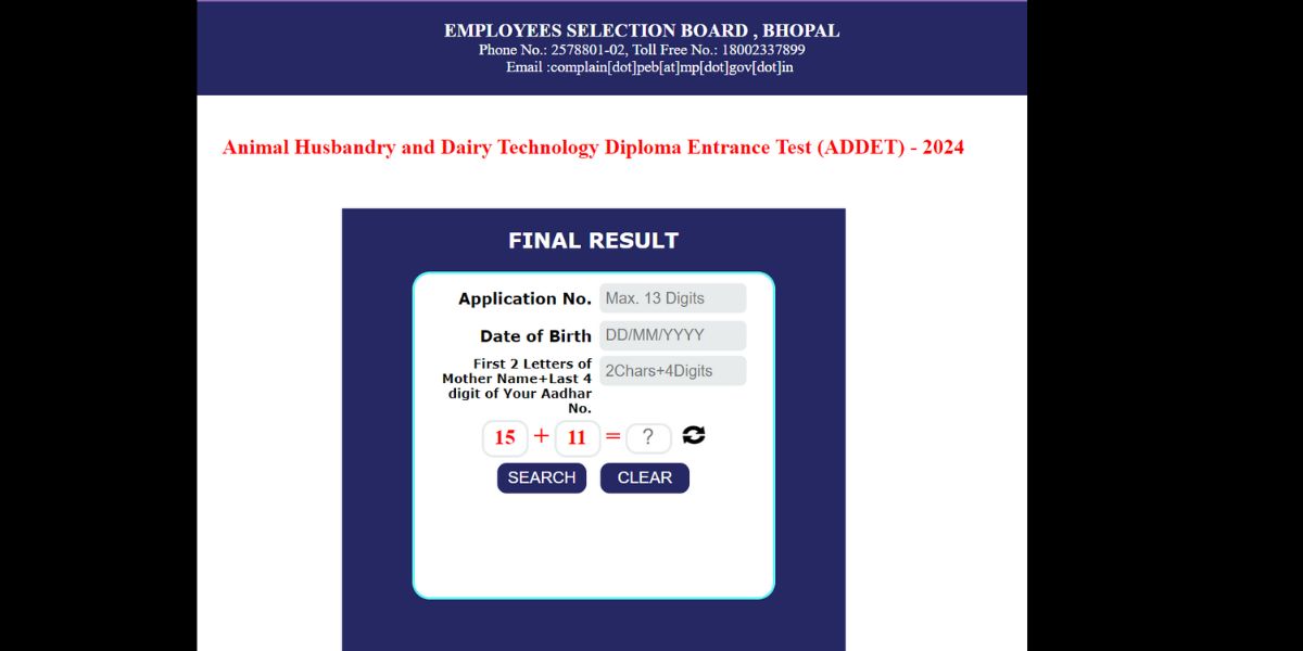 MPESB ADDET Result 2024 OUT: जारी हुआ पशुपालन एवं डेयरी प्रौद्योगिकी डिप्लोमा कोर्स प्रवेश परीक्षा का रिजल्ट, Direct link