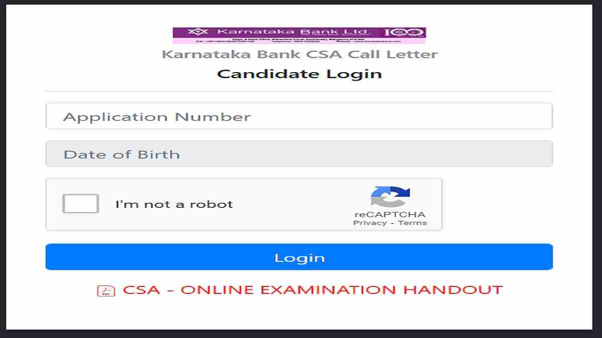Karnataka Bank Admit Card 2024 Out at karnatakabank.com, Direct Link to Hall Ticket, Check List Of Documents To Carry 