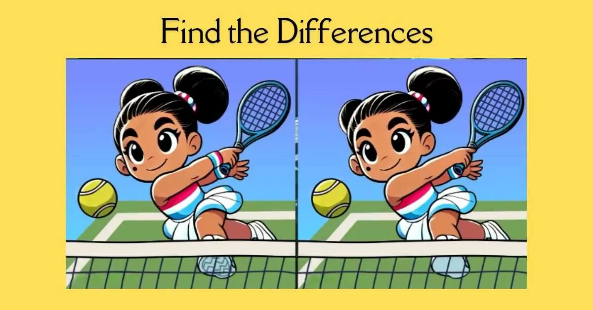 Spot the 3 Differences in Girl Playing Tennis