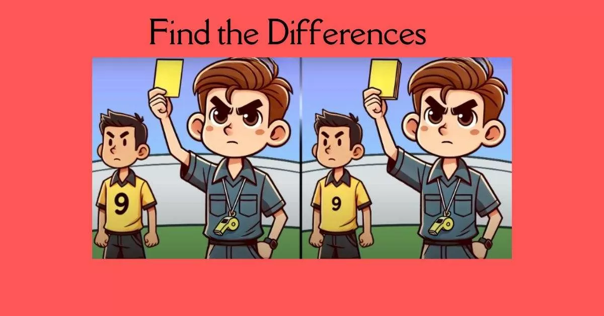 Spot the 3 Differences in Referee Showing Yellow Card