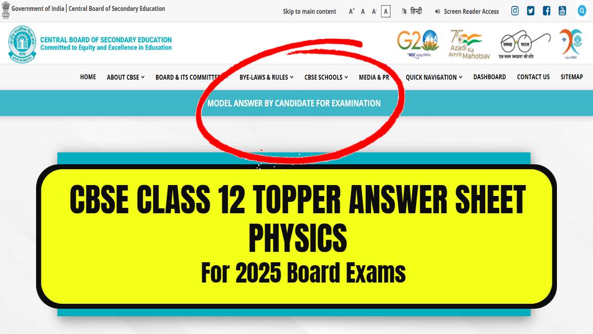 CBSE Class 12 Physics Topper Answer Sheet 2025: Model Answer Paper by ...