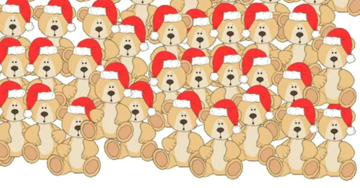 Find the Teddy Bear Without a Santa Hat in 3 Seconds