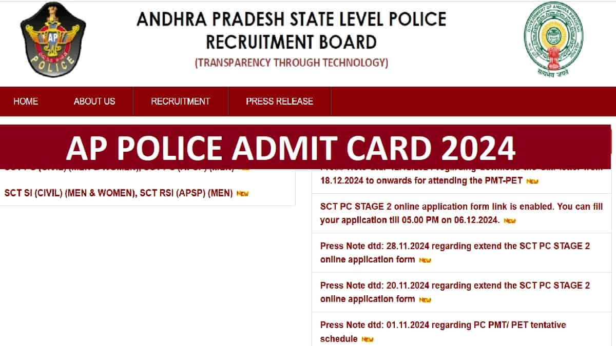 AP Police Admit Card 2024 Download APSLPRB Constable Call Letter Today