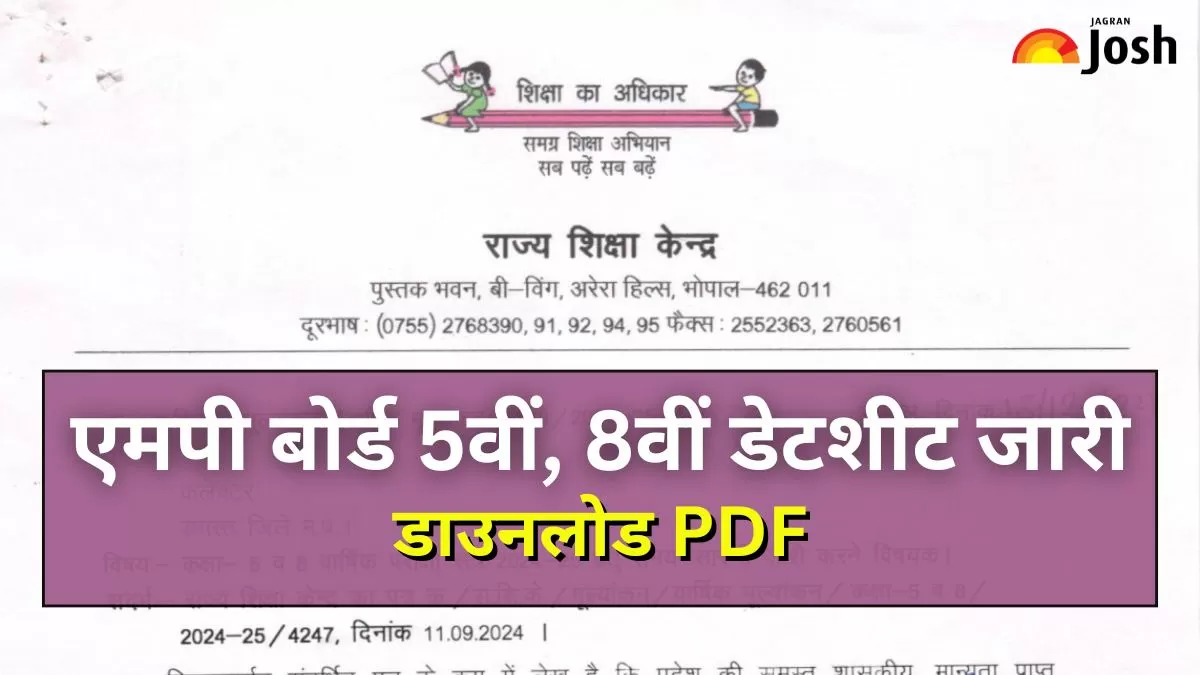 MP Board 5th 8th Time Table 2025 Download PDF