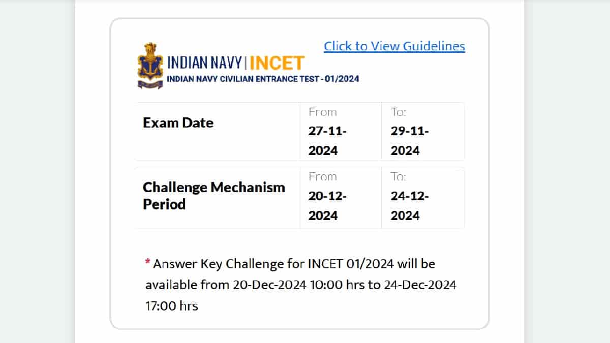 INCET Answer Key 2024 OUT at incet.cbt-exam.in: Submit Indian Navy Objection, Download Question Paper