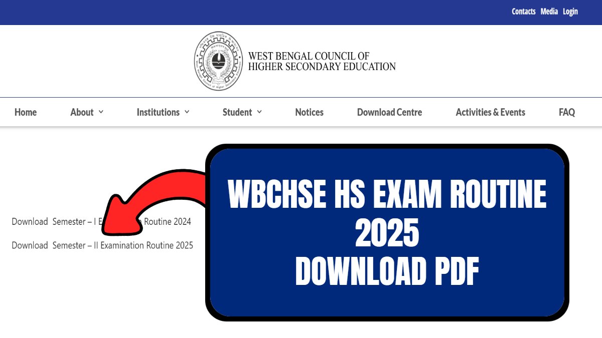 WB 2025 HS Exam Routine West Bengal Board Download WBCHSE Class 12