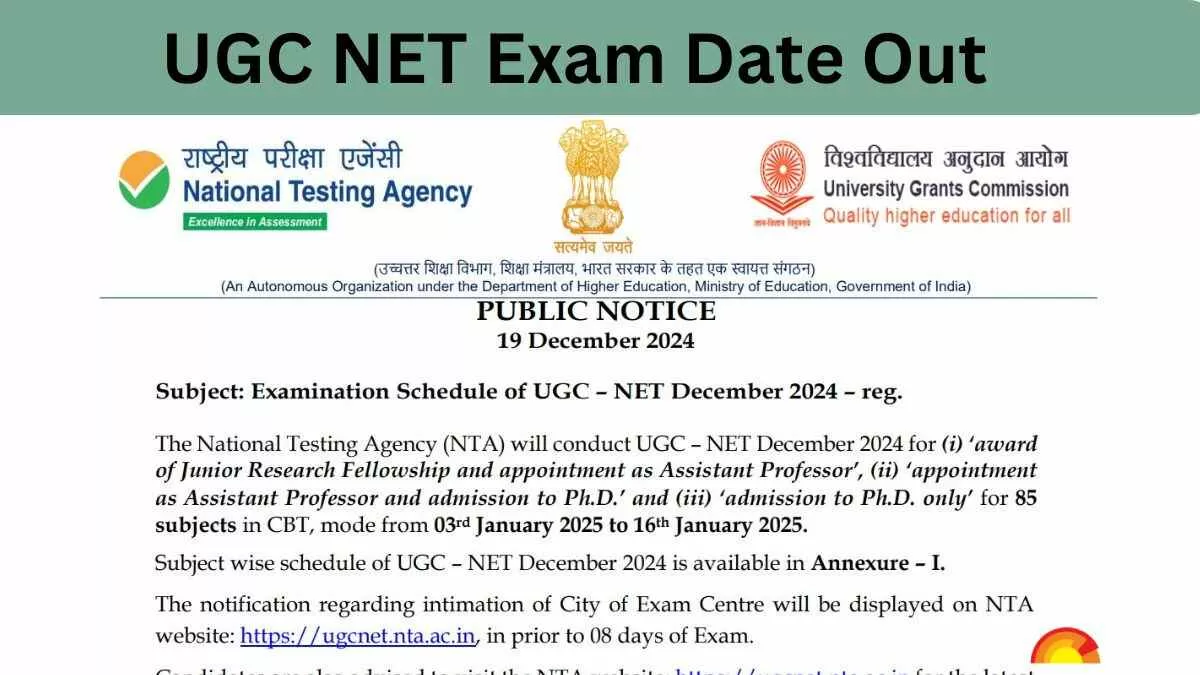 UGC NET Exam Date 2024 Out Check December Cycle Subjectwise Dates