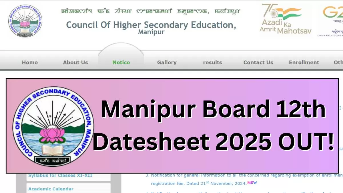 Manipur Board 12th Datesheet 2025: Download COHSEM HSE Timetable PDF, Check Exam Timing