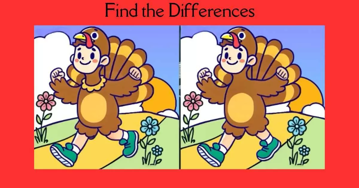 Spot the 3 Differences in Guy Dressed as Turkey