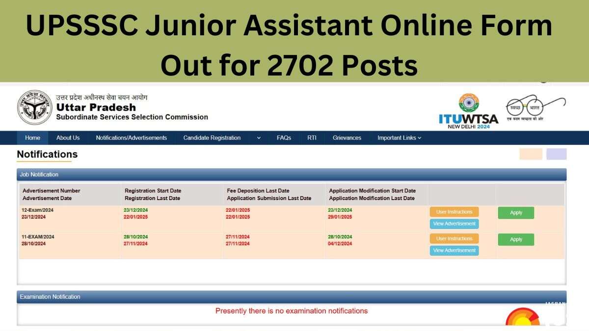 UPSSSC Junior Assistant Registration 2024 Begins for 2702 Vacancie at upsssc.gov.in, Direct Apply Online Link Here
