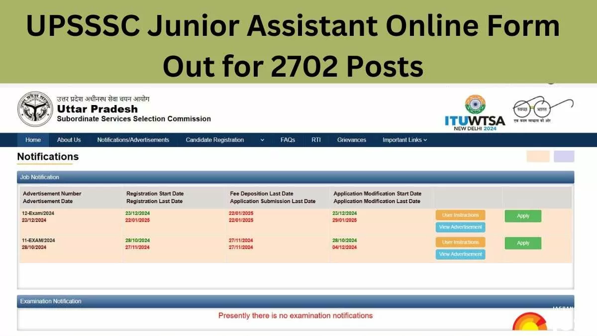 UPSSSC Junior Assistant Registration 2024, Direct Link Here