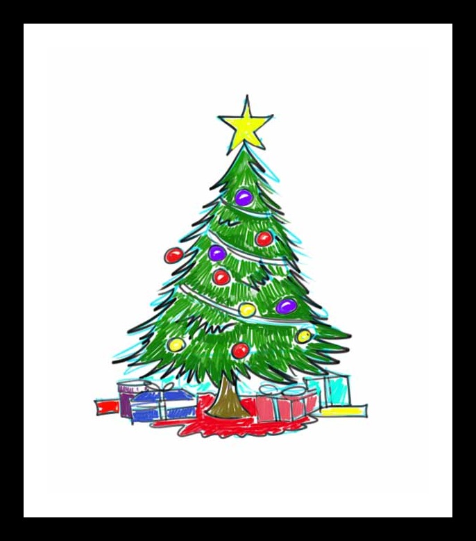 Christmas Tree Drawing Ideas with Images for School Competitions