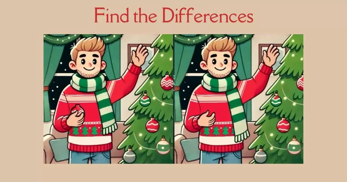 Spot the 3 Differences in Boy Celebrating Christmas
