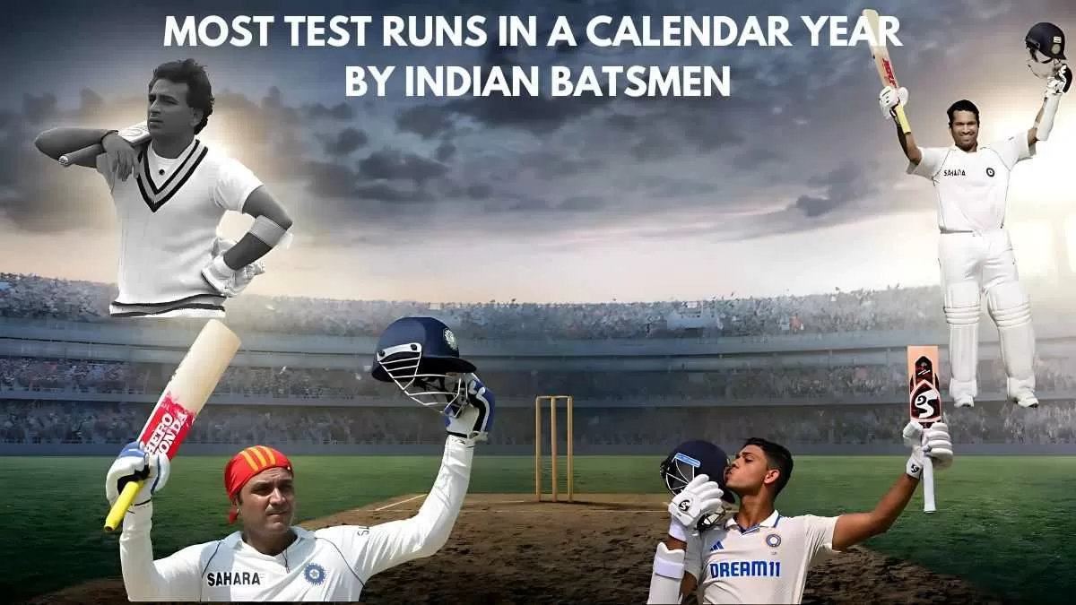 Most test runs in a calendar year  by Indian batsman list