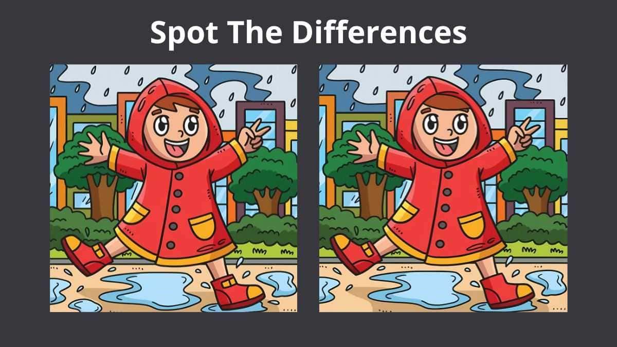 Spot the Differences Between the Girl With Raincoat Pictures in 10 Seconds!