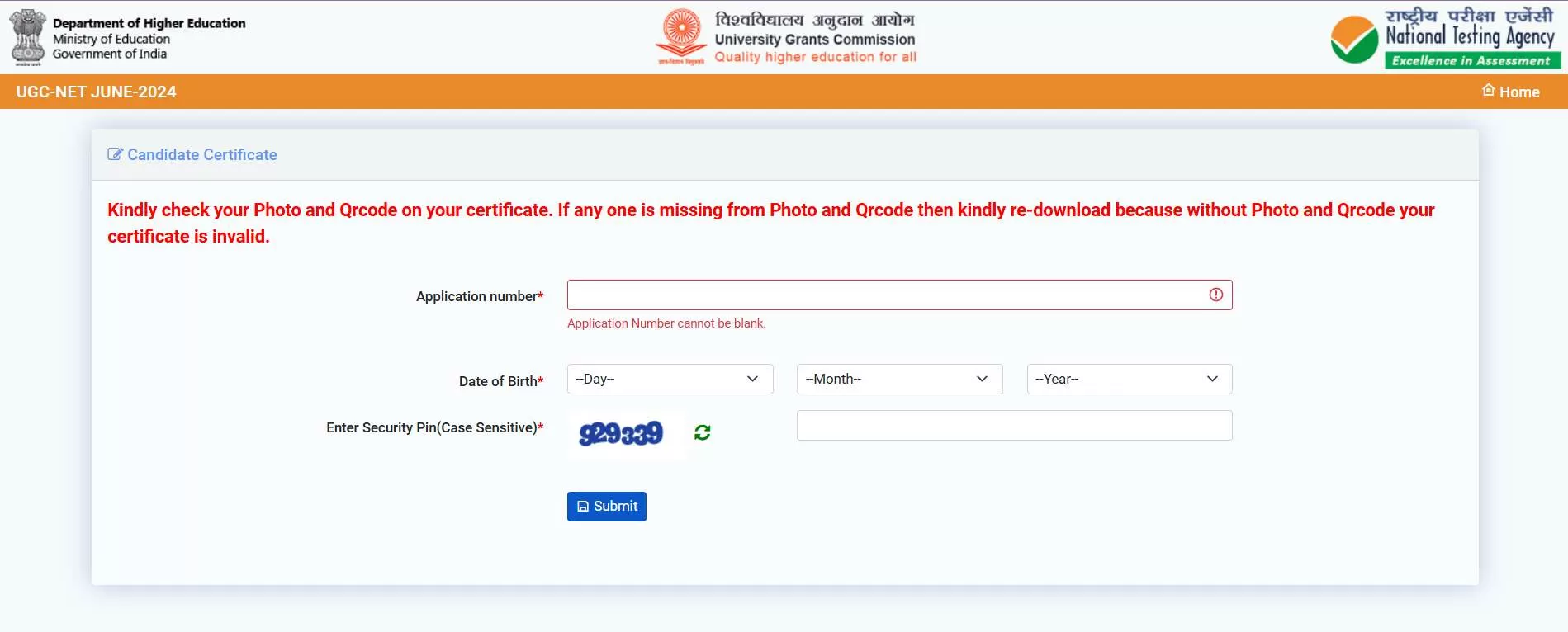 UGC NET June 2024 Certificate
