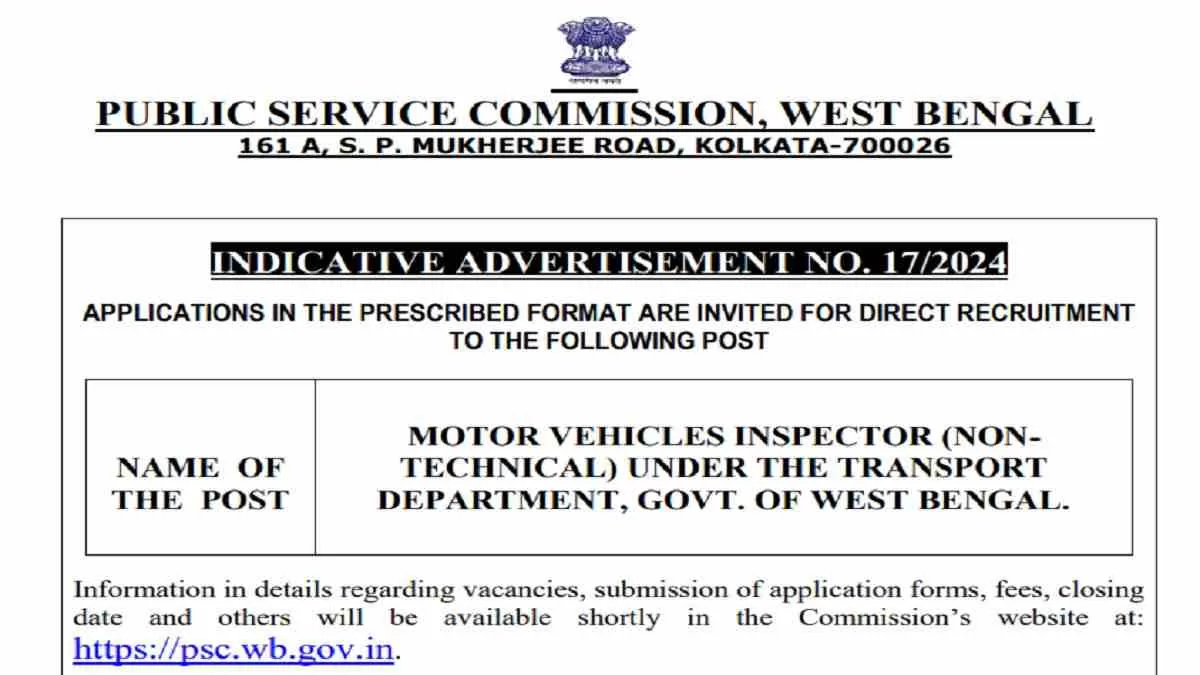 Get all details for WBPSC MVI  Recruitment 2025 here apply online