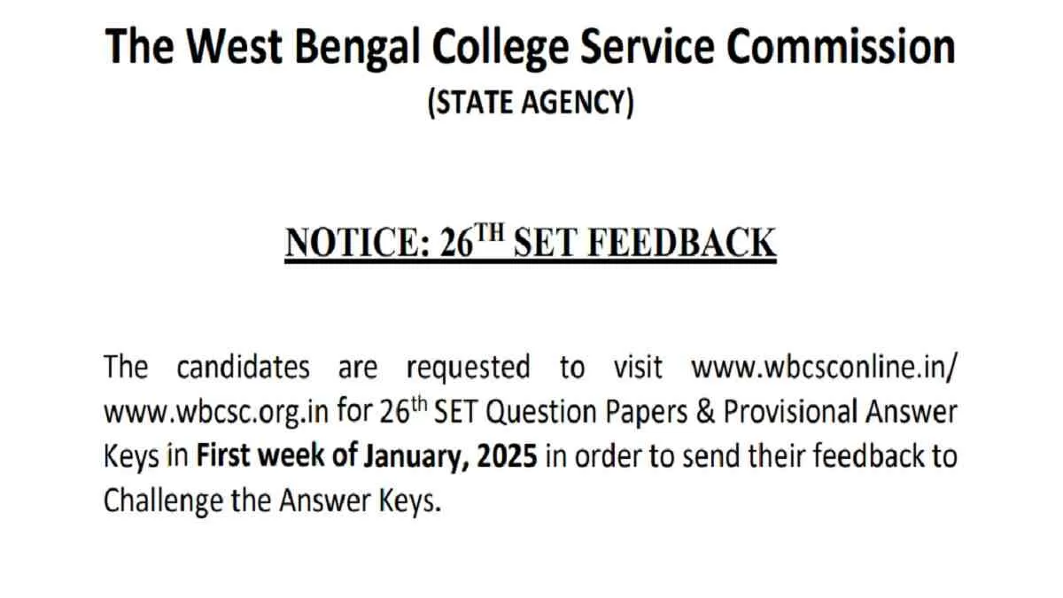 Get all details about WB SET Answer Key 2024 Date And Time