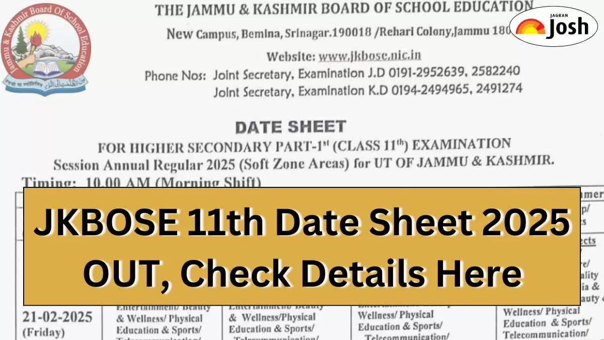 Get here the detailed JKBOSE 11th Date Sheet 2025