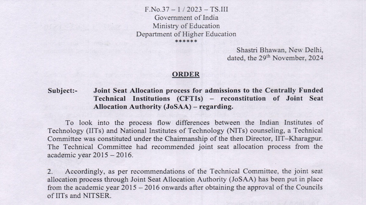 MoE Reconstitutes JoSAA 2025