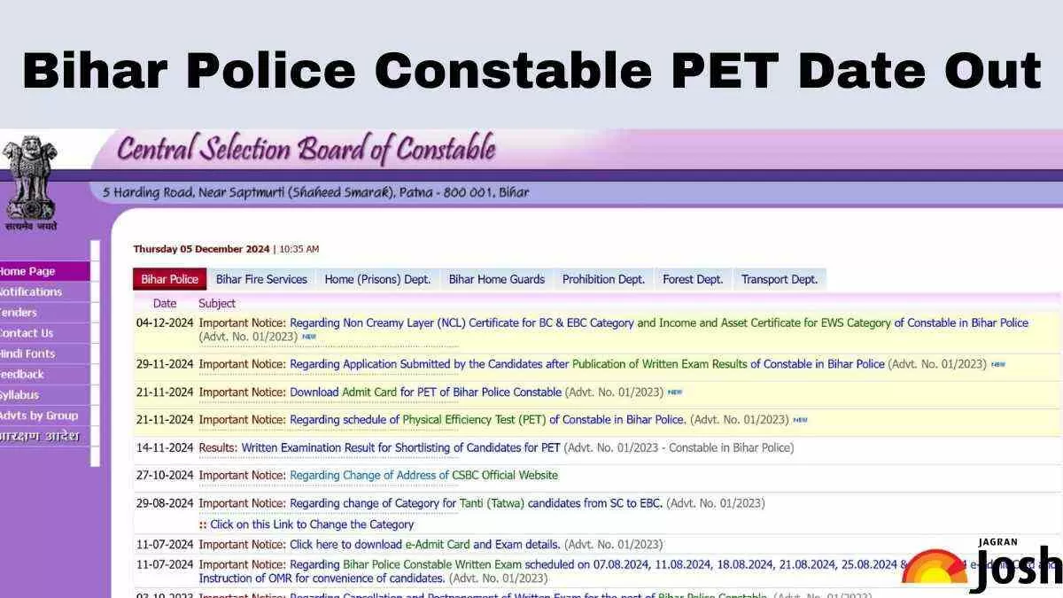 Bihar Police Constable Physical Test Date and Requirements